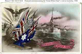 Postcard in the Empire series commemorating fleet's visit to Australia in August 1908.