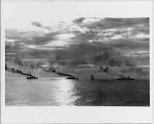 Three battleships of the Atlantic Fleet's Second Division at sea.