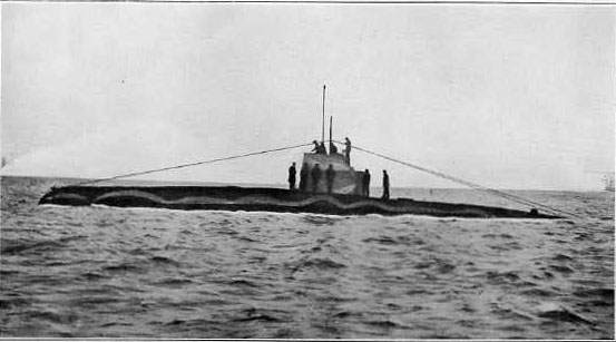 German submarine painted with wave line