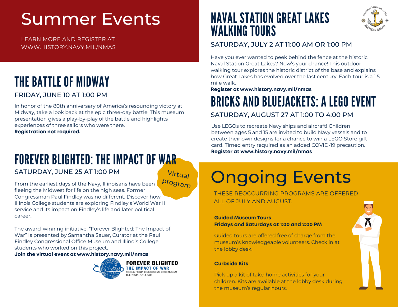 Close up image of NMAS Spring 2022 Calendar of Events brochure
