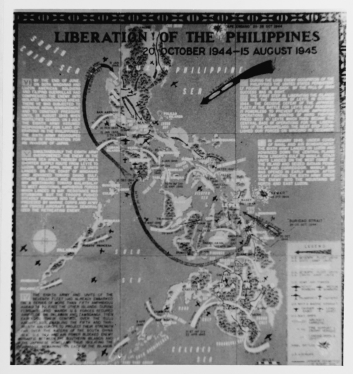 Philippines -- World War II Battle Chart, Liberation of the Philippines 20 October 1944 - 15 August 1945