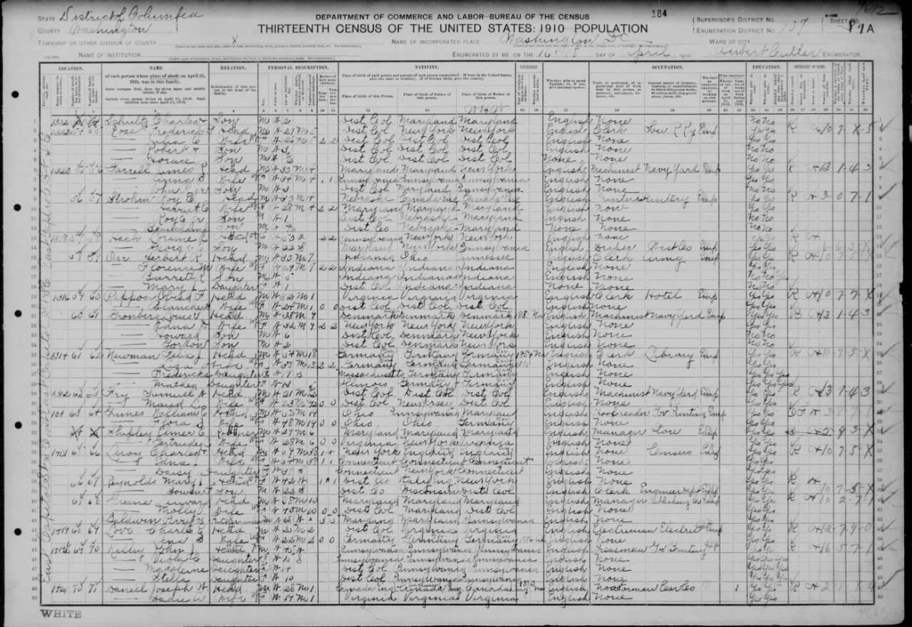 United States Census 1910, District of Columbia, Washington, Precinct 11, ED 230,
