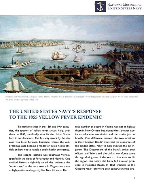 U.S. Navy Response to the 1855 Yellow Fever Epidemic 