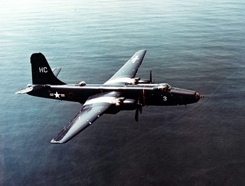 NH 101801-KN (Color):  P4M “Mercator” in flight over Patuxent River, Maryland, circa 1950