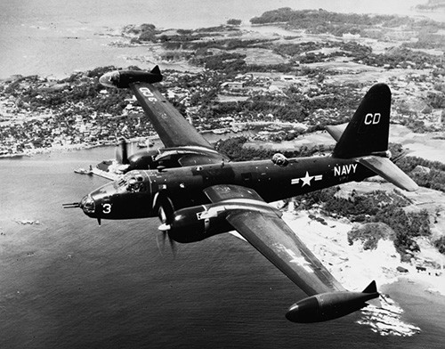 NH 92980:  Lockheed P2V-5 “Neptune” (Bu#124886), of Patrol Squadron One (VP-1) leaves Atsugi, Japan, for a routine patrol, September 12, 1952.  