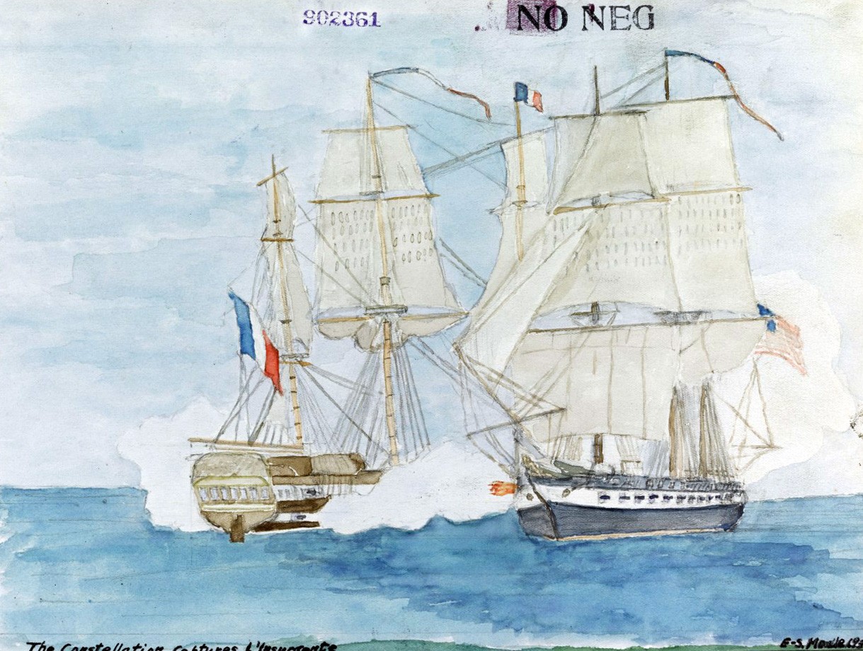 <p><span style="font-family: &quot;Book Antiqua&quot;, serif; font-size: 13.3333px;">USN 902361:&nbsp;&nbsp;&nbsp;USS Constellation vs French frigate l’Insurgente, 9 February 1799.&nbsp;&nbsp;&nbsp;Unknown artist depiction of the battle.&nbsp; &nbsp;</span></p>