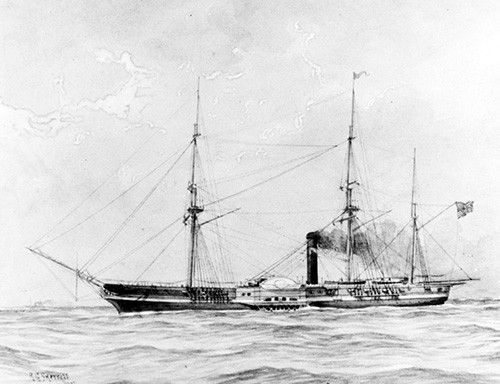 NH 85238:  USS Mississippi, wash drawing by R.G. Skerritt, 1903.  Courtesy of R.C. Byron.  NHHC Photograph Collection. 