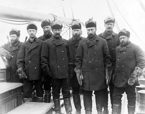 USN 900732: Greely Relief Expedition, May-August 1884.   Officers of the steamer, USS Thetis, Commanding Officer, Commander Winfeld Scott Schley, is fourth from the left.   NHHC Photograph Collection.  