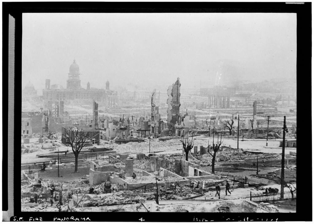 HABS CAL,38-SANFRA,106:   Panoramic view of San Francisco after the 1906 Earthquake.  Courtesy of the Library of Congress. 