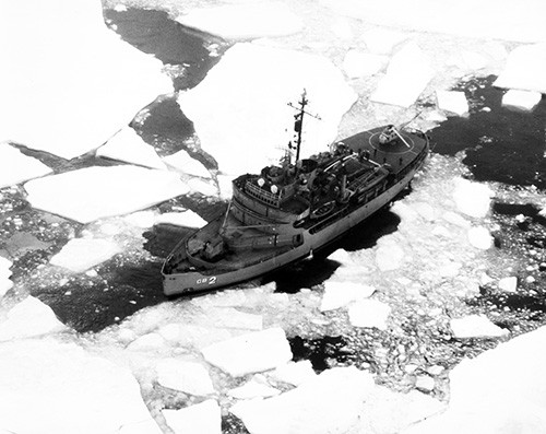 USN 1111206:  USS Edisto (AGB-2) breaks through an ice pack in the Greenland Sea, 1965.   Official U.S. Navy Photograph, now in the collections of the National Archives.  