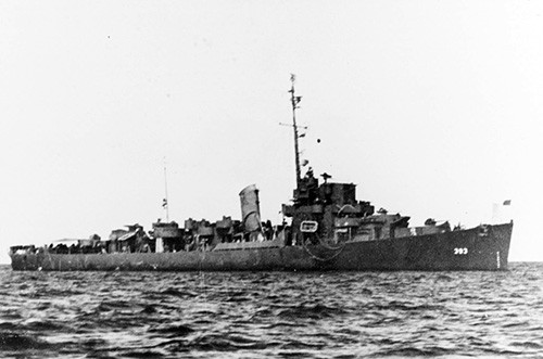 NH 81837:  USS Haverfield (DE-393), starboard view, during World War II.  NHHC Photograph Collection.