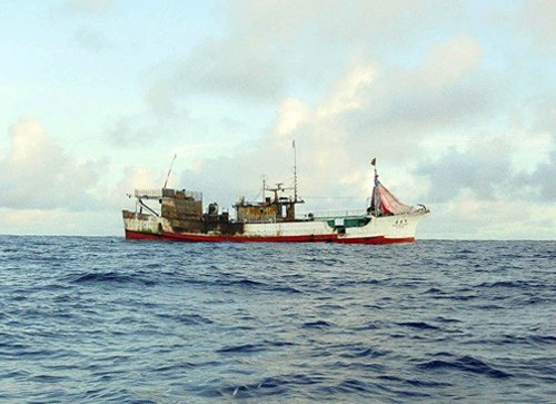 040623-N-8540R-002:  The Taiwan-flagged fishing vessel M/V Hsin Chin Chanz, sits abandoned following the rescue  Photographed by  Operations Specialist Seaman Kevin Raleigh.  Official U.S. Navy Photograph.  