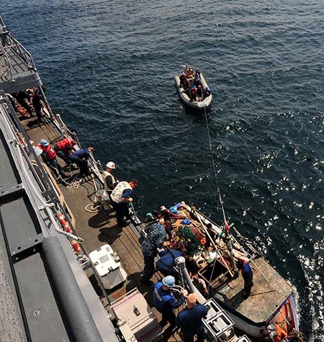 120510-N-NL541-130:  Sailors from USS Underwood (FFG 36) assist a disabled Peruvian fishing vessel in the Pacific Ocean.   Photographed May 10, 2012 by Mass Communication Specialist 2nd Class Stuart Phillips.  Official U.S. Navy photograph.  