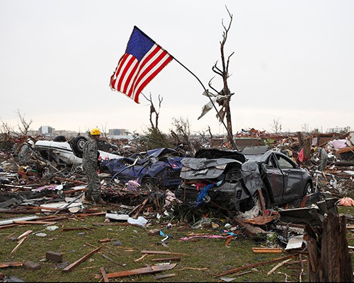 130521-A-BB392-284:  Members of the 63rd Civil Support Team, Oklahoma National Guard, conduct search and rescue operations in Moore, Oklahoma, in response to the May 20, 2013, EF5 tornado that ripped through the center of town.  Photographed by U.S. Major Geoff Legier.  Official U.S. Army National Guard photograph.  
