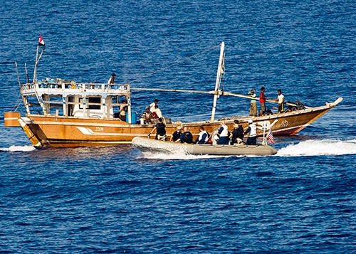 120510-N-ZE938-101:   Sailors aboard USS Underwood (FFG 36) assist a disabled Peruvian fishing vessel that was stranded at sea for ten days after its transmission failed. Photographed May 10, 2012 by Mass Communication Specialist Seaman Frank J. Pikul.  Official U.S. Navy photograph.  