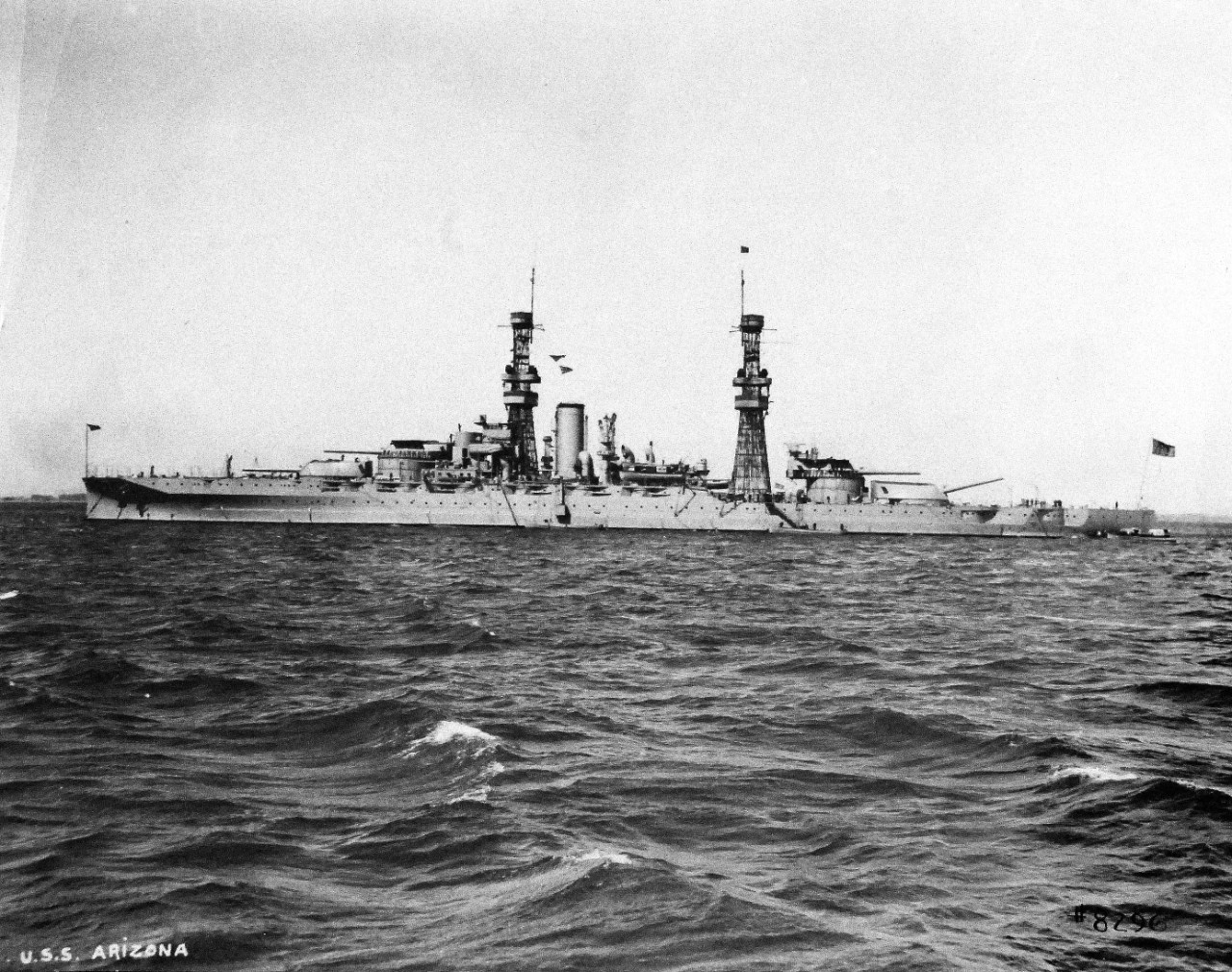 <p>19-LC-19A-18: USS Arizona (BB 39), port broadside view, March 1922.&nbsp;</p>
