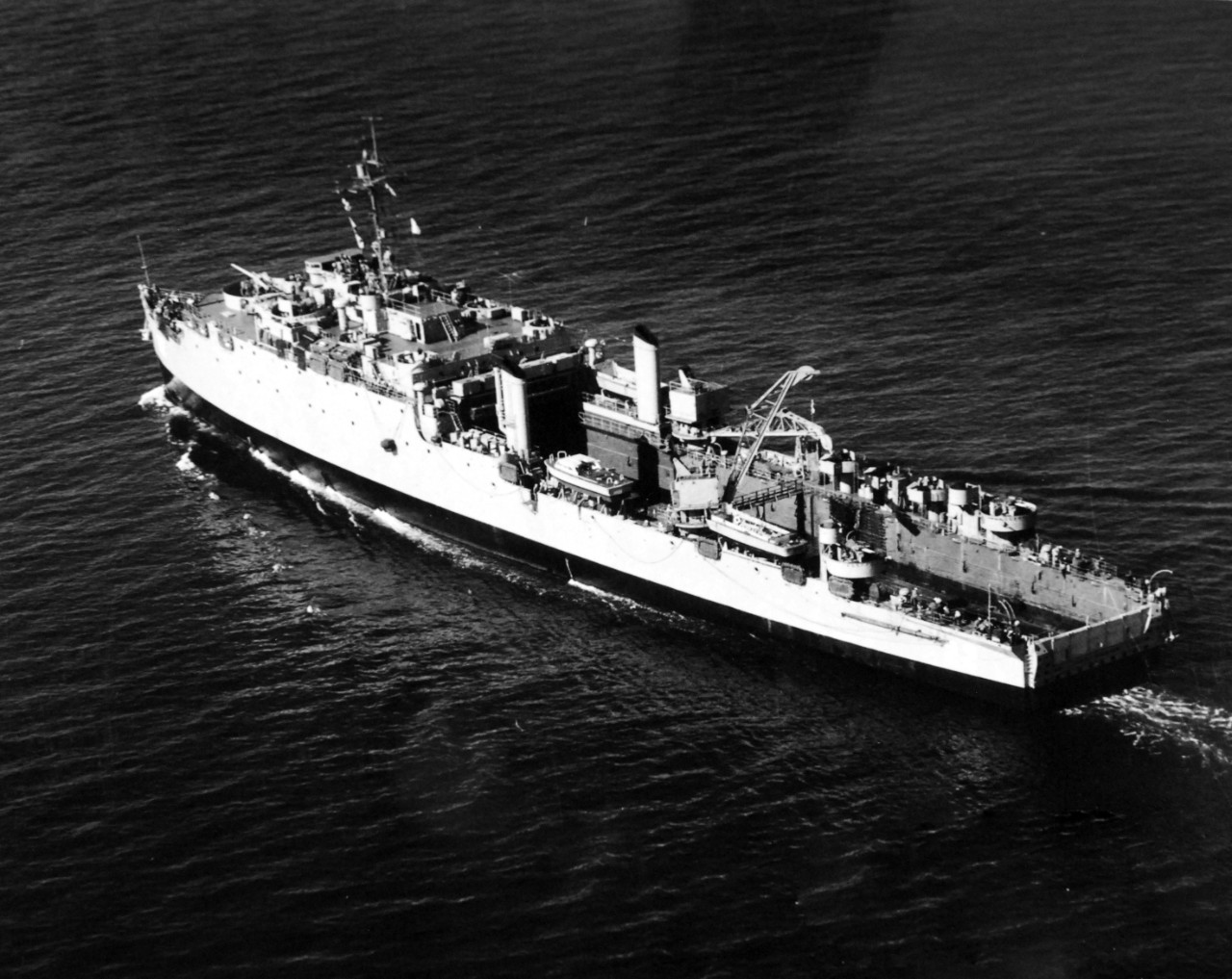 80-G-441737:  USS Fort Marion (LSD-22), 1952.   Port quarter, March 26, 1952. Official U.S. Navy Photograph, now in the collections of the National Archives.  (2017/11/01).  