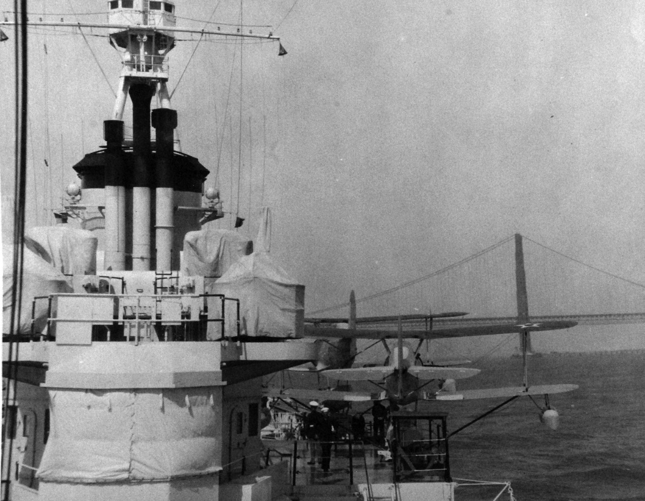 <p>80-CF-21337-7: USS Houston (CA 30), near Golden Gate Bridge, San Francisco, California, May 28, 1937.&nbsp;</p>
