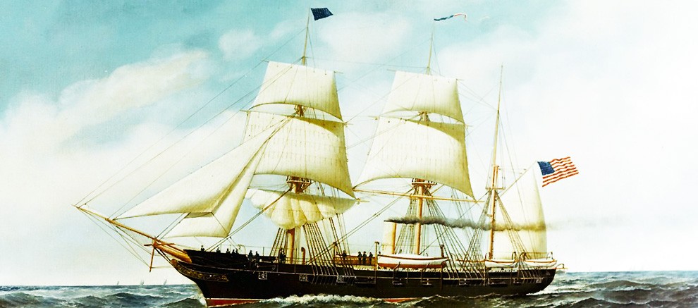 KN-10867:   USS Kearsarge.  Artwork by unidentified artist depicting the ship as she was during the 1880.   Courtesy of the U.S. Naval Academy Museum.   Official U.S. Navy Photograph, now in the collection of the National Archives.   