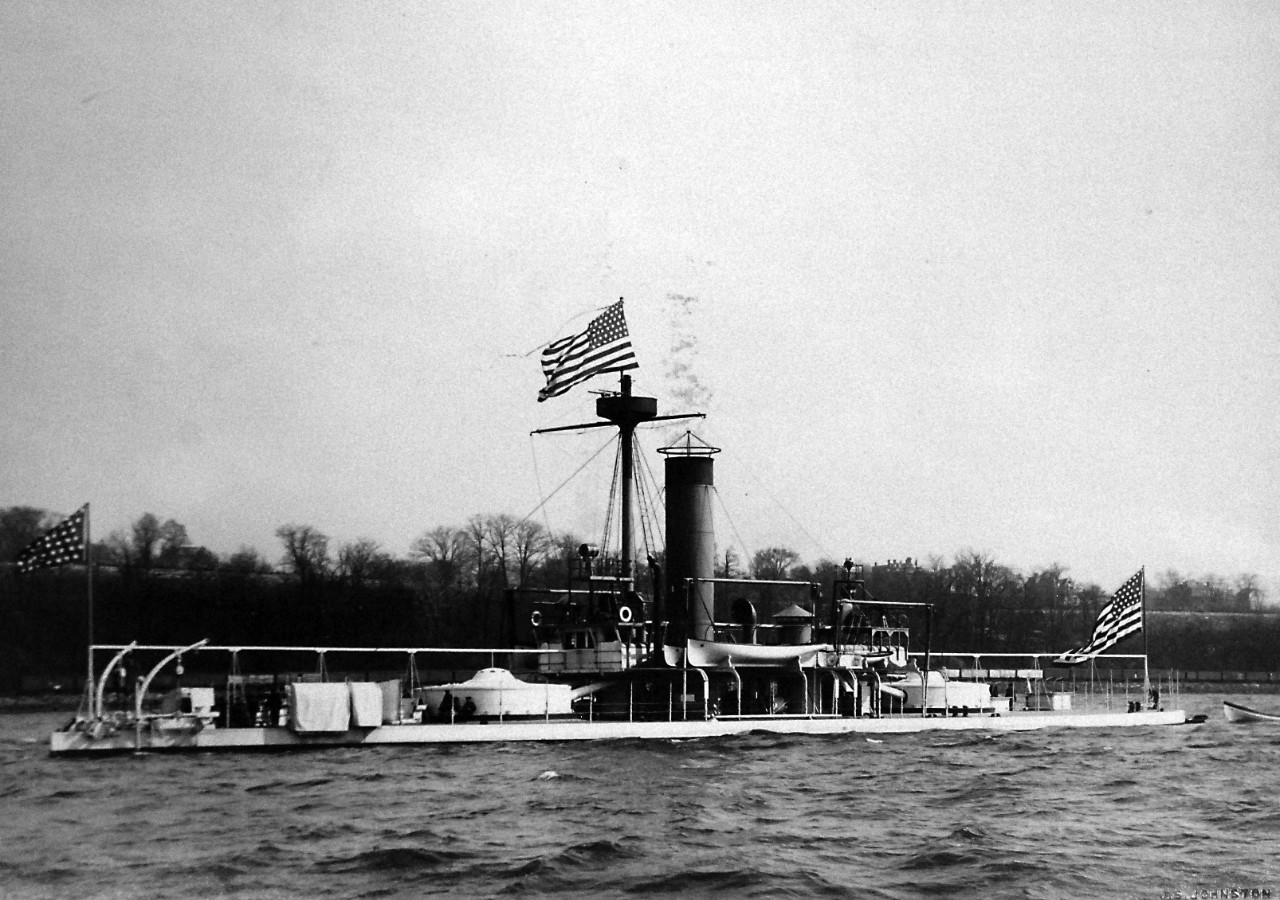 LC-Lot-3370-26:  USS Miantonomoh (Monitor #5), 1893.  U.S. Navy Amphitrite class monitor.  Photographed by J.S. Johnston, 1893.  Courtesy of the Library of Congress.  (2016/05/19).