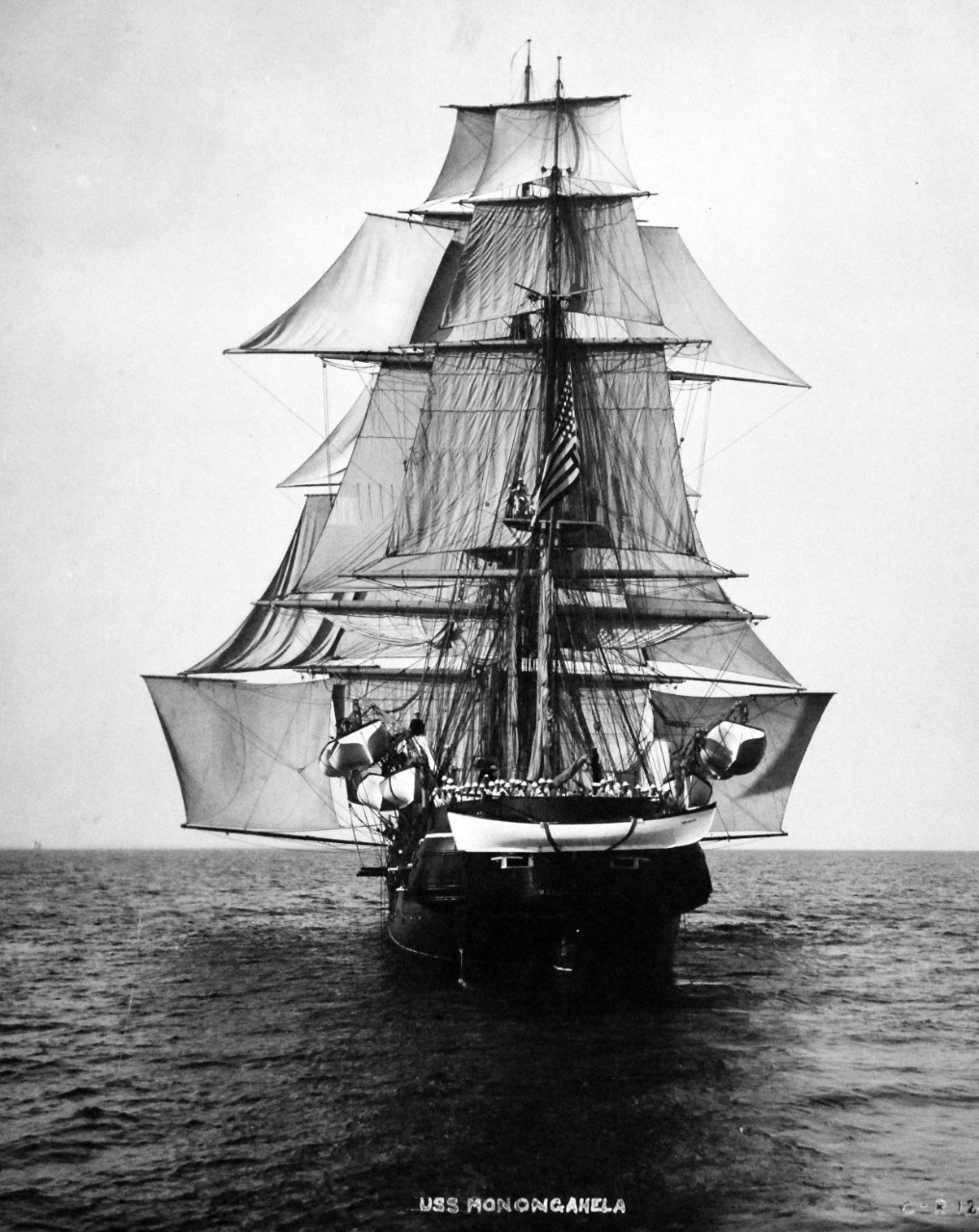19-N-12114:   USS Monongahela, later 1890s   USS Monongahela, stern view while serving as the U.S. Naval Academy Practice Ship.   Official U.S. Navy Photograph, now in the collections of the National Archives.   (2014/7/10).