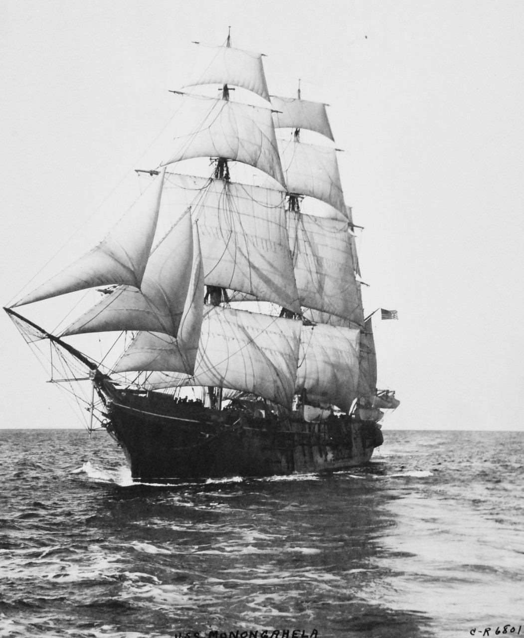 19-N-6801:  USS Monongahela later 1890s    Port view while under sail while serving as the U.S. Naval Academy Practice Ship.   Official U.S. Navy Photograph, now in the collections of the National Archives.   (2014/7/10).