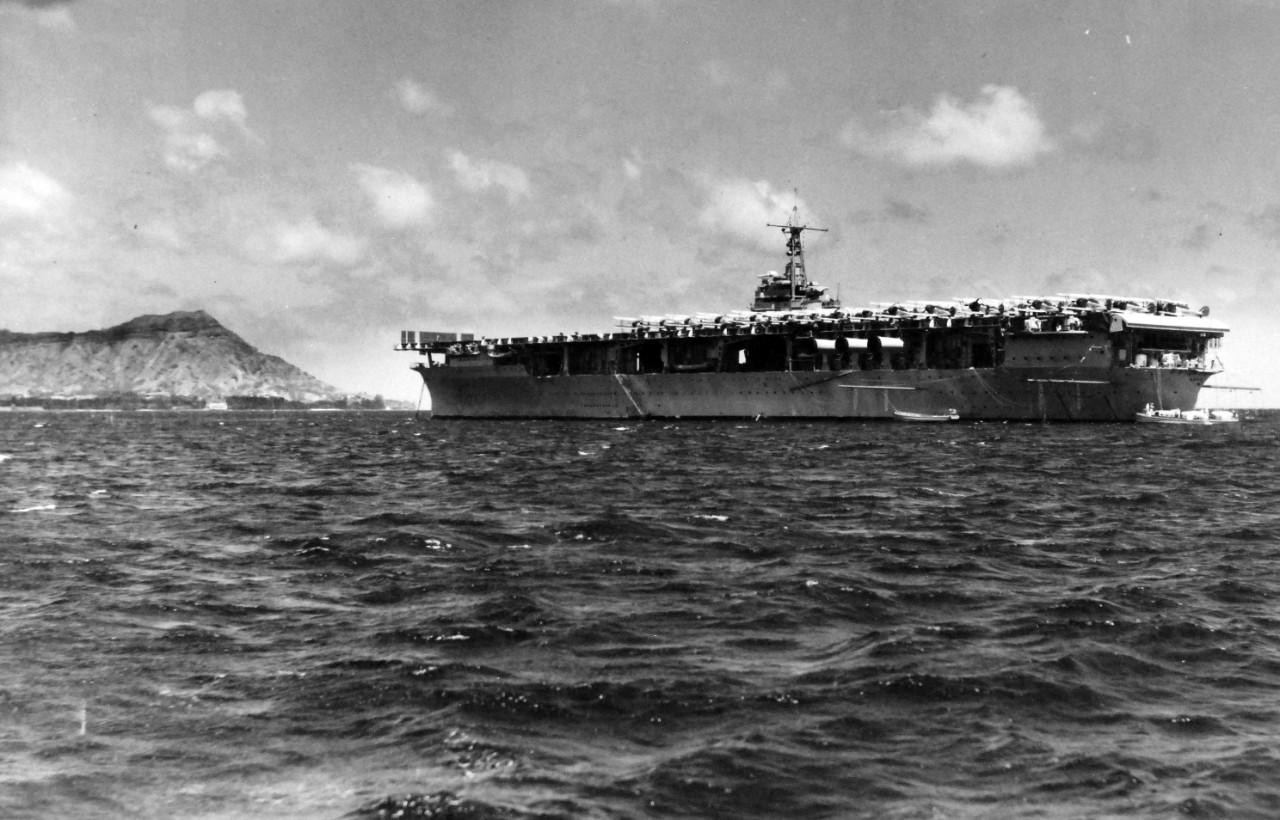 80-CF-Box 18-2:  USS Ranger (CV-4), 1935.   Ranger at anchor at Honolulu, Territory of Hawaii, July 1, 1935.  Official U.S. Navy Photograph, now in the collections of the National Archives.  (2015/6/16).