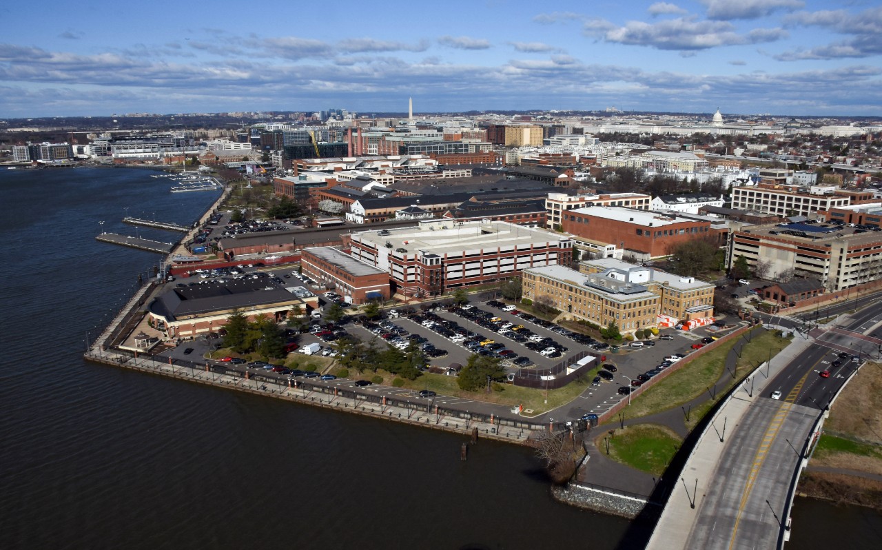 170302-N-AG722-108:   Washington Navy Yard, March 2017.   An aerial view of Naval Support Activity (NSA) Washington on the historic Washington Navy Yard (WNY). The naval base is the “Quarterdeck of the Navy” and serves as the Headquarters for Naval District Washington, where it houses numerous support activities for the fleet and aviation communities.  Official U.S. Navy photo by Mass Communication Specialist 1st Class John Belanger, March 2, 2017.   