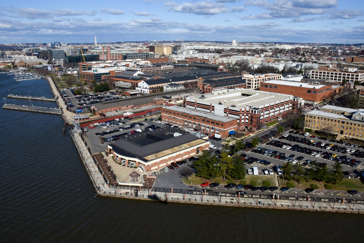 170302-N-AG722-110:   Washington Navy Yard, March 2017.   An aerial view of Naval Support Activity (NSA) Washington on the historic Washington Navy Yard (WNY). The naval base is the “Quarterdeck of the Navy” and serves as the Headquarters for Naval District Washington, where it houses numerous support activities for the fleet and aviation communities.  Official U.S. Navy photo by Mass Communication Specialist 1st Class John Belanger, March 2, 2017.   