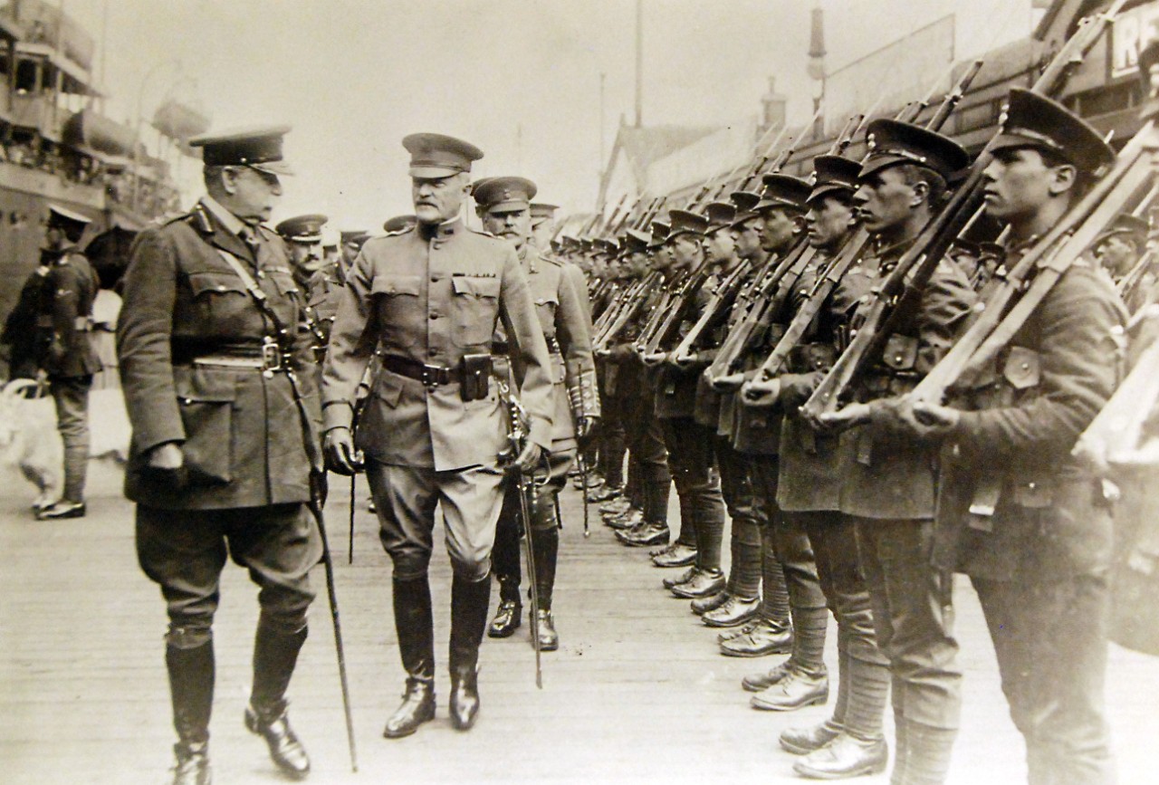 <p>LC-Lot-8836-21: WWI – American Expeditionary Forces. Liverpool, England. Prince Arthur,Duke of Connaught and General John J. Pershing, June 8, 1917. Courtesy of the Library of Congress. (2016/10/04).</p>
