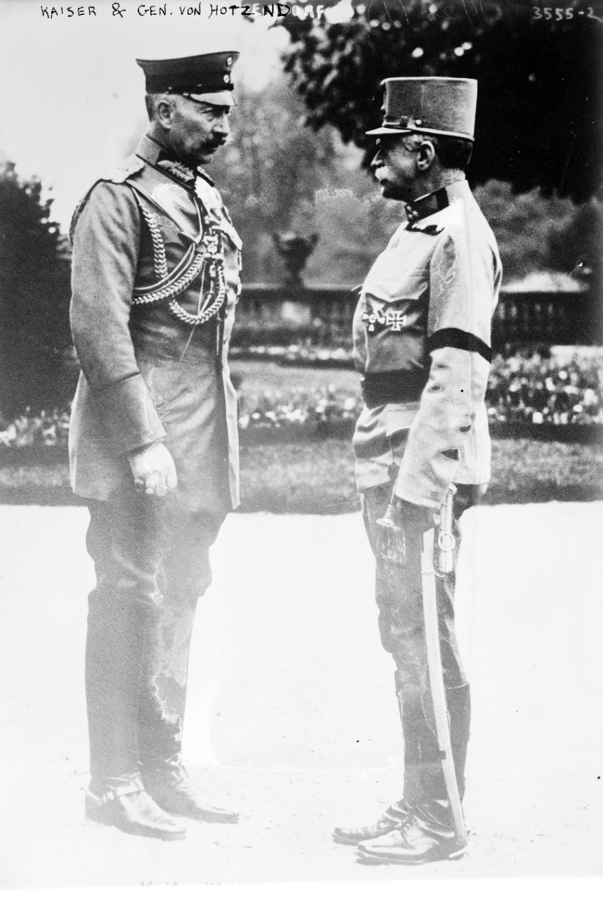<p>LC-DIG-ggbain-19617: Kaiser Wilhelm II of Germany (1859-1941) and the Chief of Staff of the Austro-Hungarian Army Count, Franz Conrad von Hotzendorf (Franz Xaver Joseph Conrad Graf von Hotzendorf – 1852-1925).</p>

