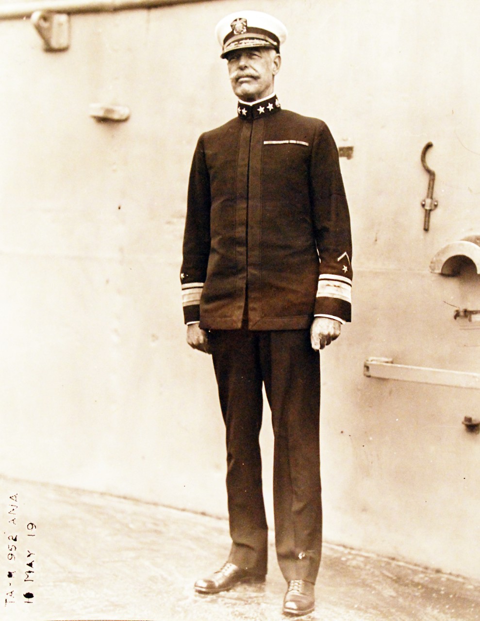 <p>80-G-457024: Rear Admiral Charles P. Plunkett, USN, May 10, 1919. Plunkett was in charge of the Naval Railway Guns during World War I. Note the chevrons for overseas service.&nbsp;</p>
