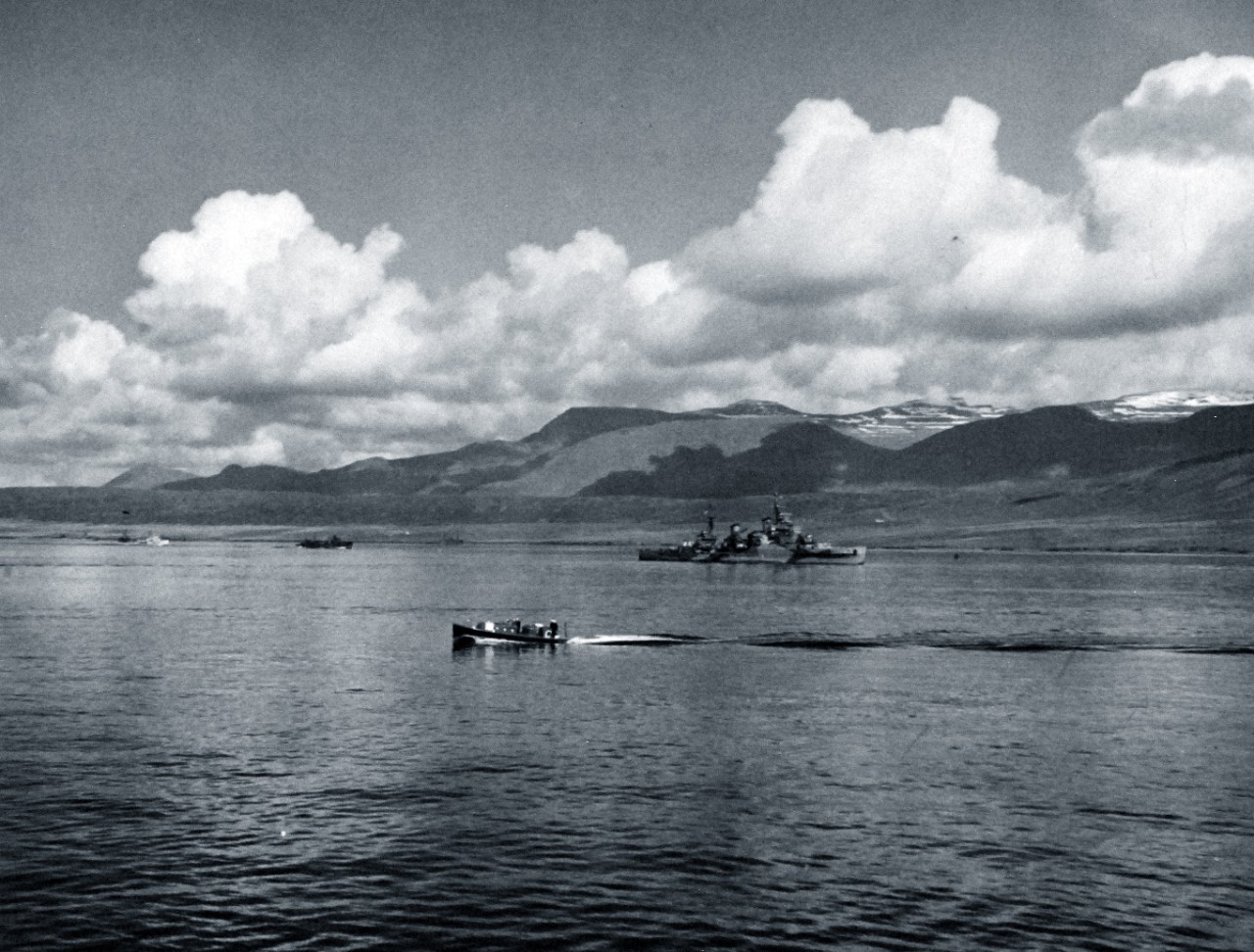 <p>80-G-24828: PQ-17 Arctic Convoy, June-July 1942. The covering forces of the PQ-17 Convoy (British and American ships) at anchor in the harbor at Hvalfjord, Iceland.&nbsp;</p>
