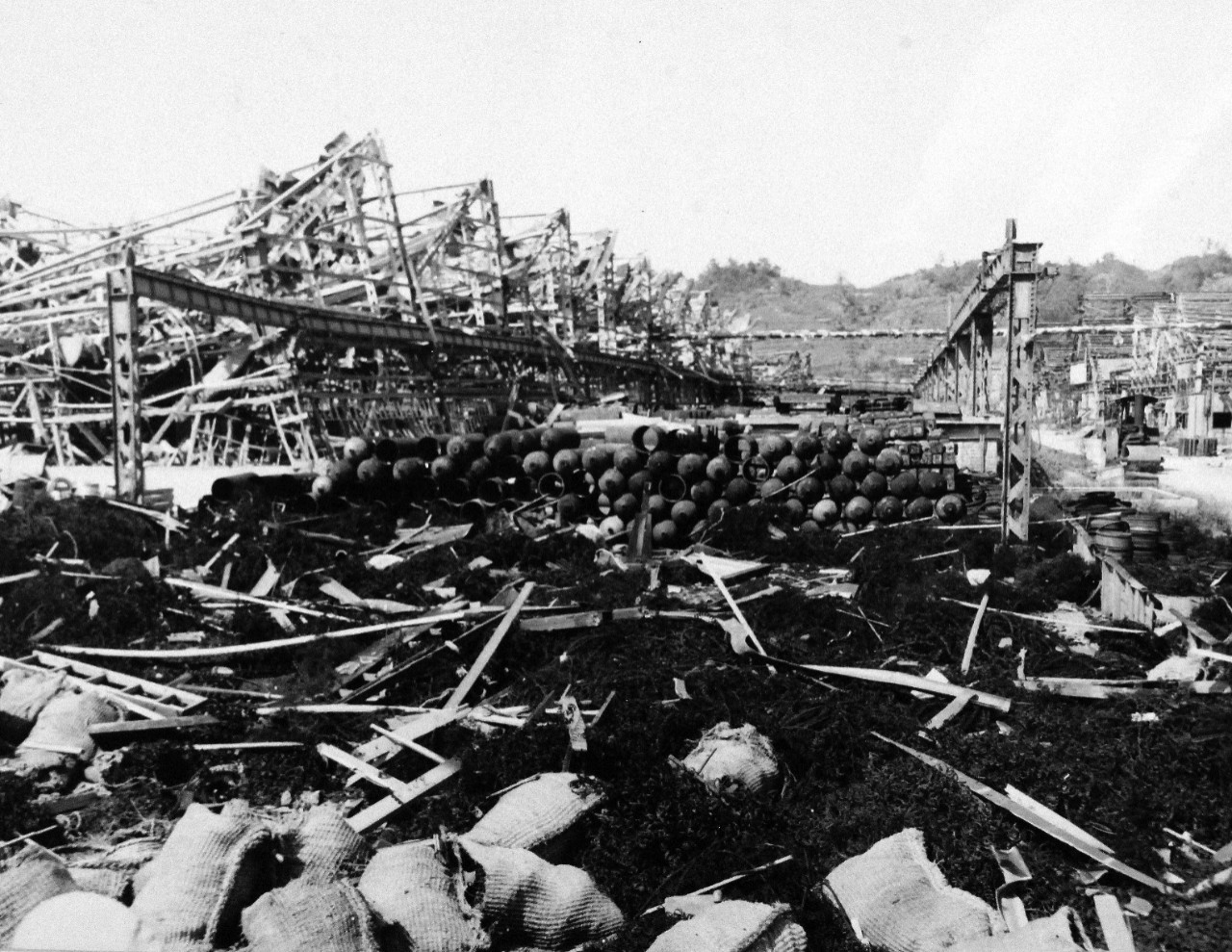 80-G-264908:   Nagasaki, Japan, 1945.   View of the bomb damage from August 9, 1945.   Photographed by USS Chenango (CVE-28) aircraft on October 15, 1945.  Official U.S. Navy photograph, now in the collections of the National Archives.   (2015/12/01).
