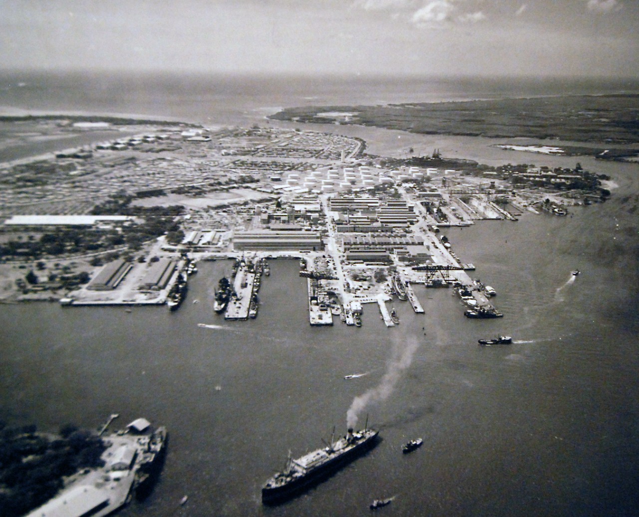 80-G-451123:   Pearl Harbor Navy Yard, Oahu, Territory of Hawaii, aerial view looks south, October 13, 1941.   Official U.S. Navy photograph, now in the collections of the National Archives.  (2016/09/20).