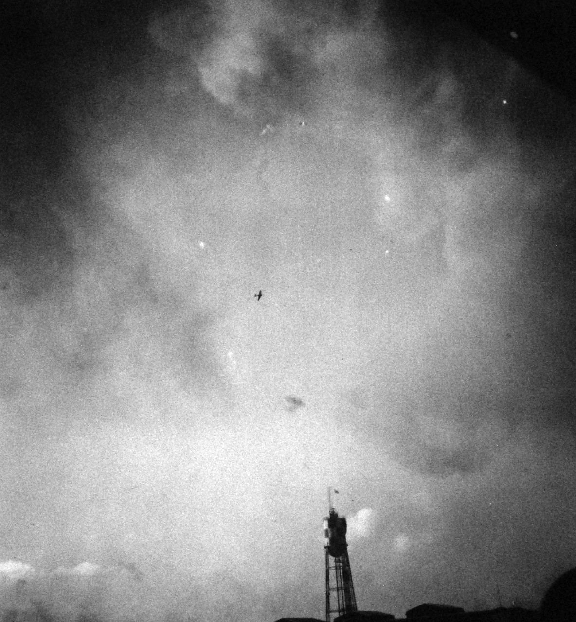 80-G-32436: Pearl Harbor Attack, 7 December 1941.  Japanese Navy Type 99 Carrier Bomber ("Val")  during the attack.  Official U.S. Navy photograph, now in the collections of the National Archives.  (9/15/15).