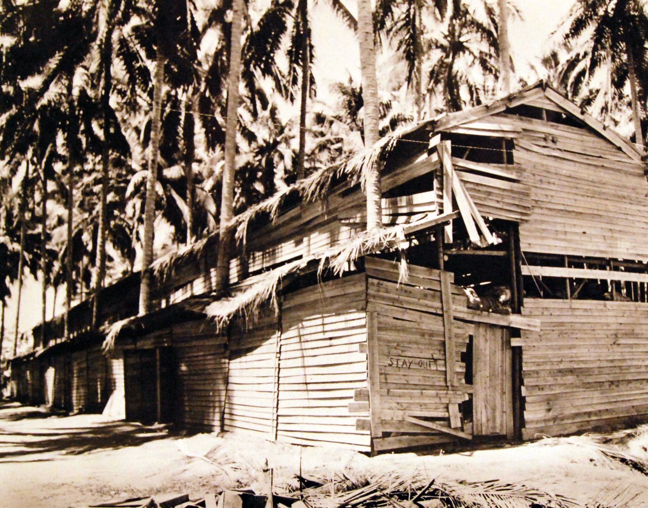 80-G-16321:   Guadalcanal Campaign, August 1942-February 1943.   Captured Japanese warehouse, Guadalcanal Island, circa late 1942.  Official U.S. Navy Photograph, now in the collections of the National Archives.   (2014/06/12).