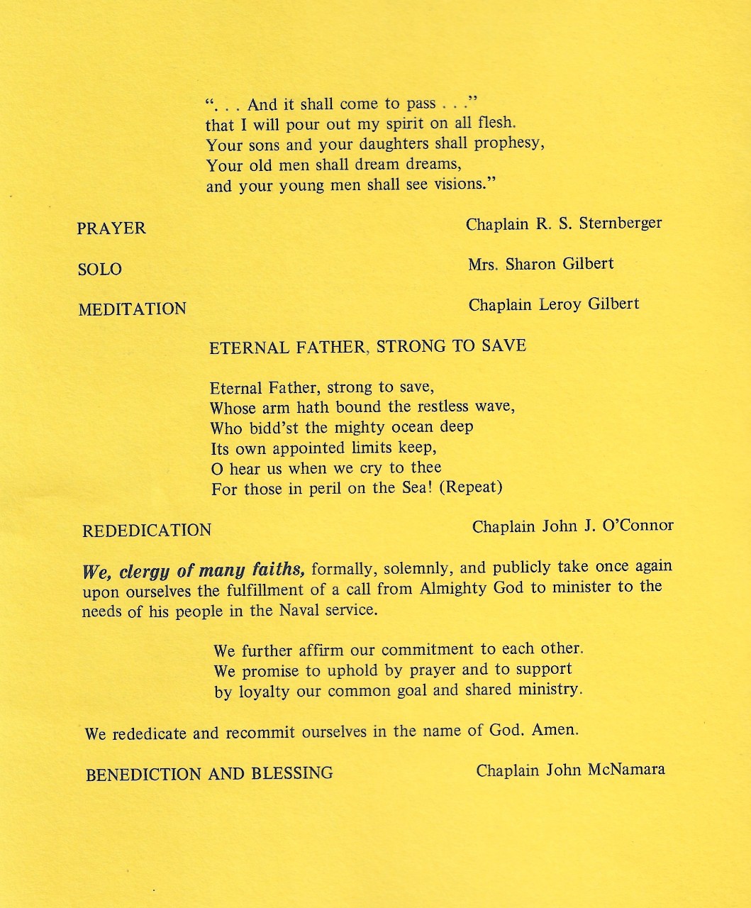 202th Anniversary of the U.S. Navy Chaplain Corps Pamphlet.   Joint commemoration by the Washington Navy Yard Chapel and the Navy Memorial Museum, November 16, 1977.  