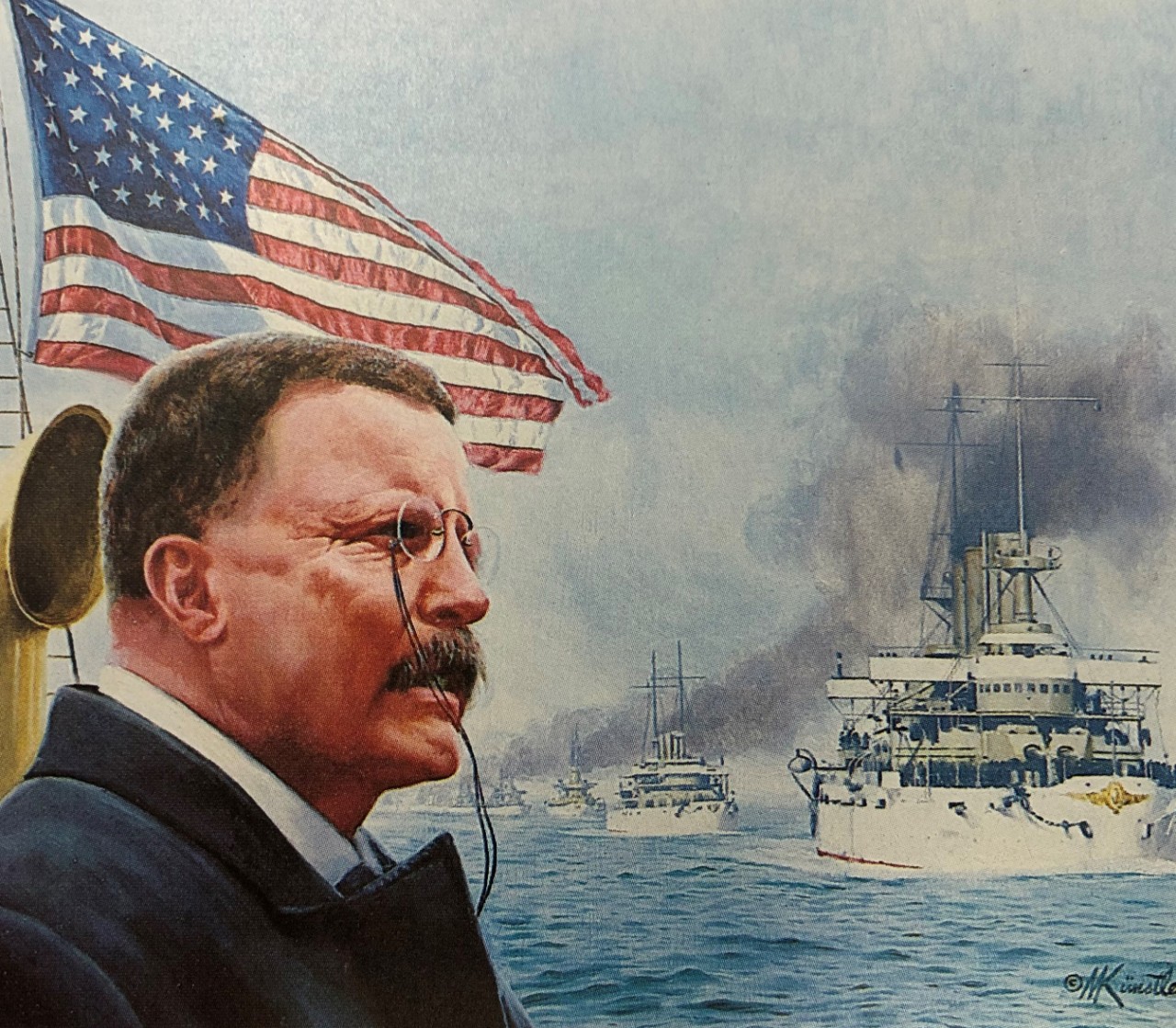 US Navy Great White Fleet Theodore Roosevelt Framed Print by Mort Kunstler 