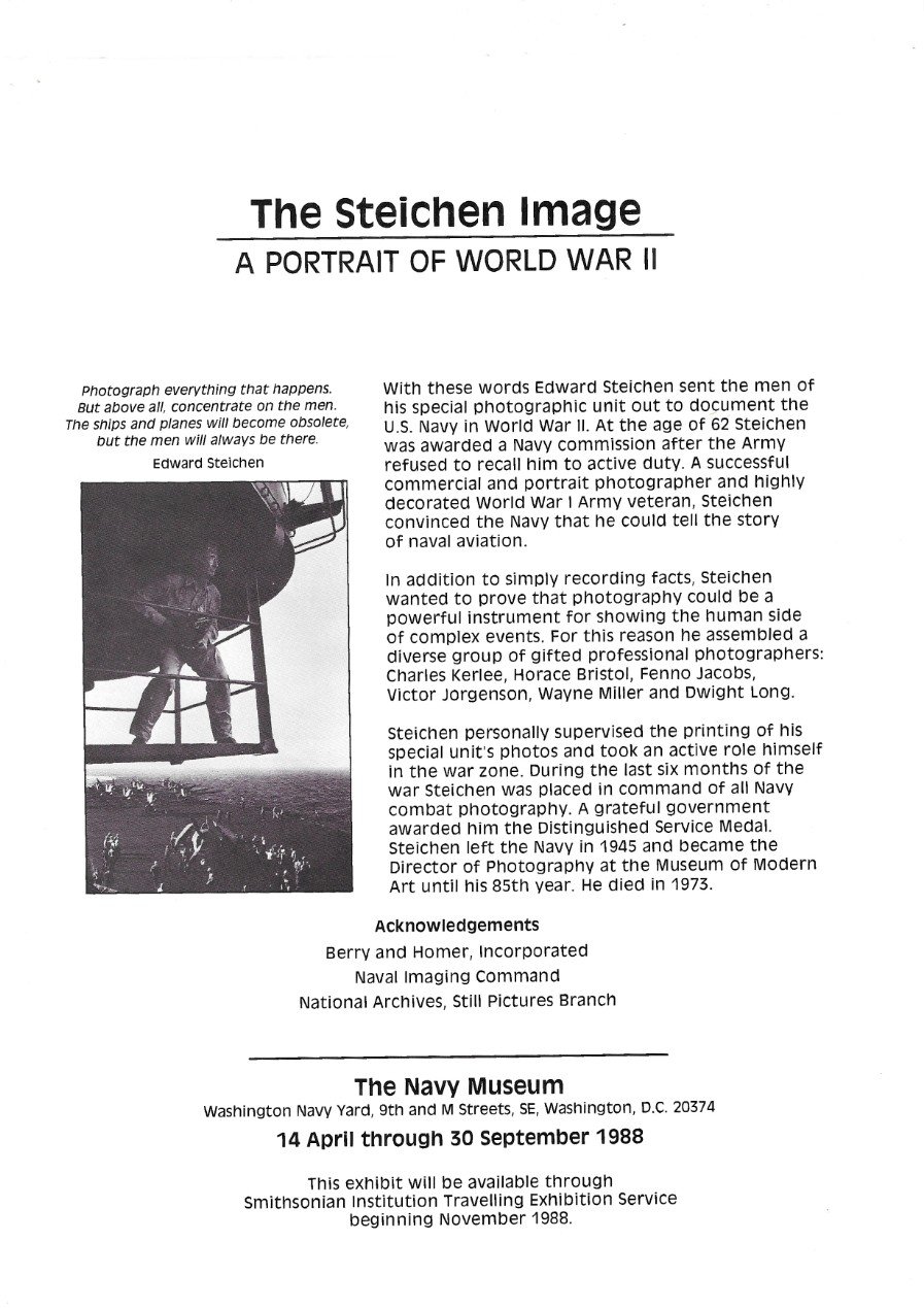 1988:   Steichen Image:   A Portrait of World War II