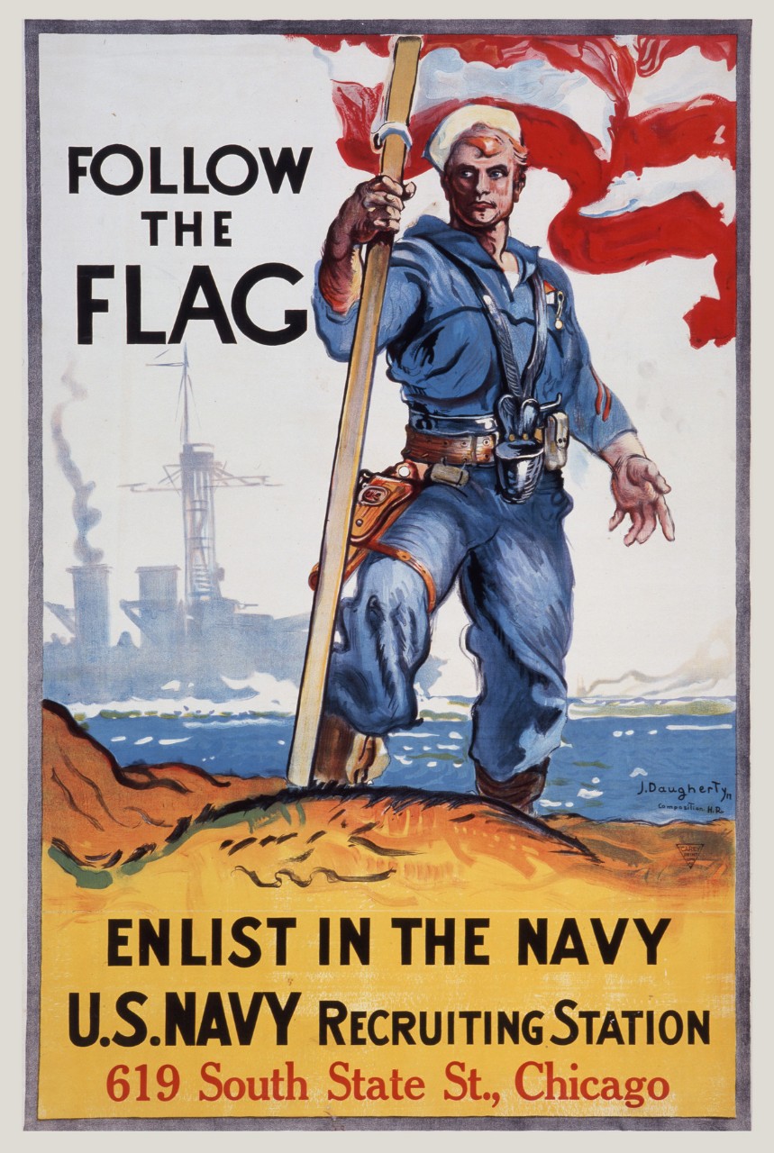 James Daugherty, 1917.   Follow the Flag – Enlist in the Navy – US Navy Recruiting Station