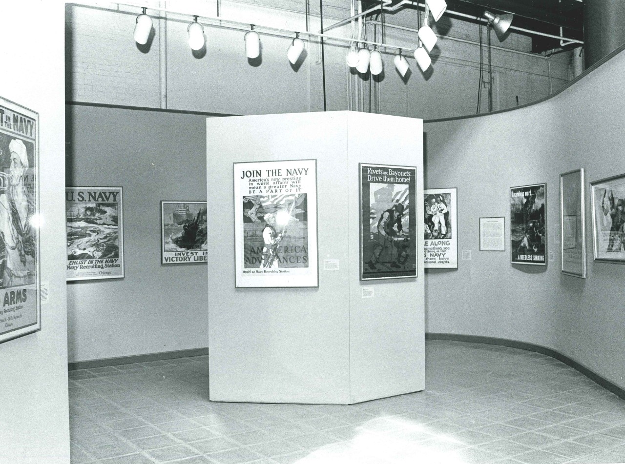 NMUSN-4392  The Golden Age of Navy Art Posters, 1988-1989.    Temporary display area housing the exhibit.   National Museum of the U.S. Navy Photograph Collection.   