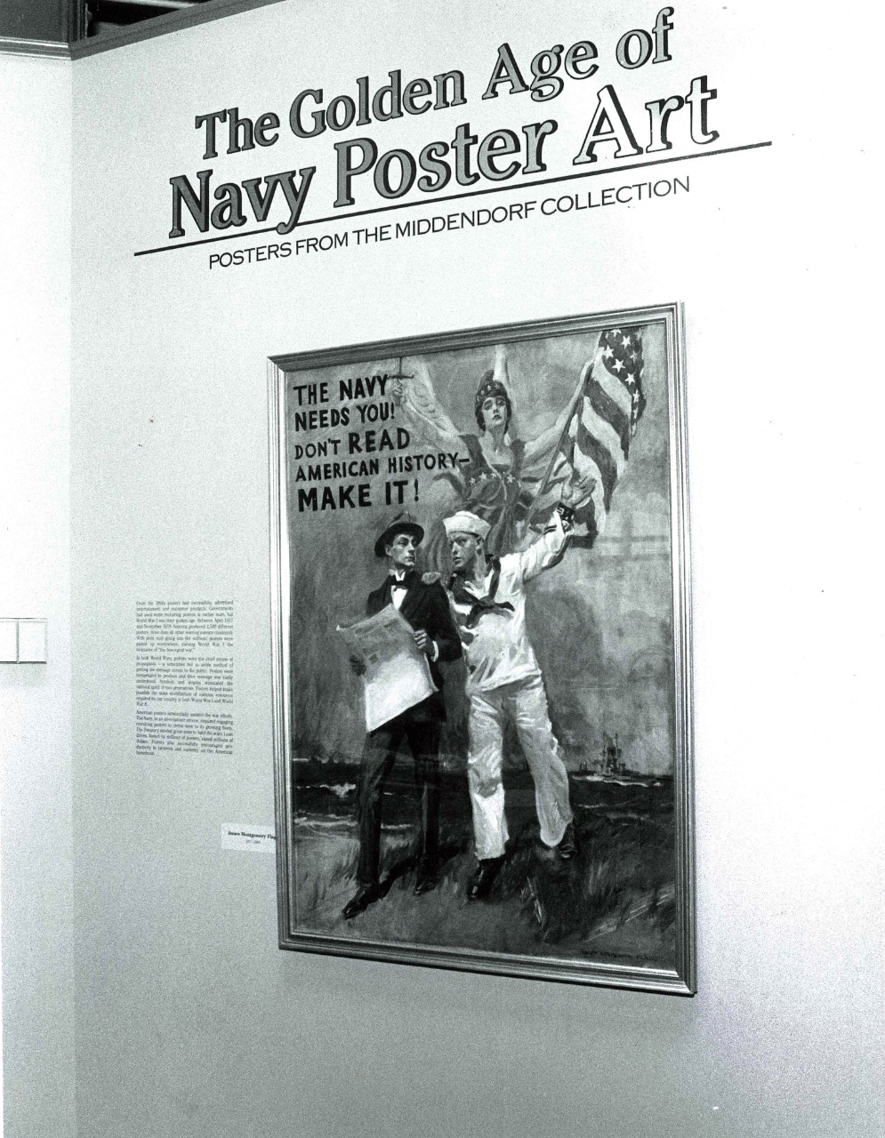 NMUSN-4390:  The Golden Age of Navy Art Posters, 1988-1989.    Temporary display area housing the exhibit.   National Museum of the U.S. Navy Photograph Collection.   