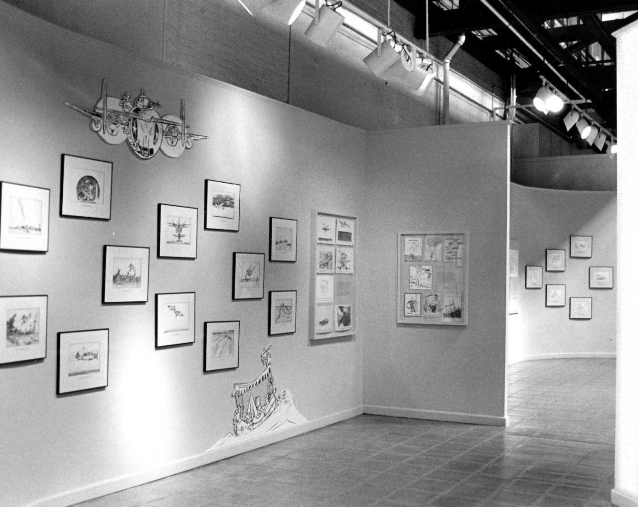 NMUSN-750 Robert Osborn Art Exhibit, 1991. Exhibit focused on the artist’s career with images of Dilbert and Grampaw Pettibone amongst others. National Museum of the U.S. Navy Photograph Collection.