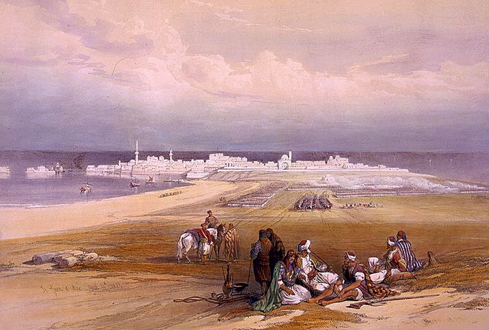 Lynch in St. Jean D’Acre The Lynch expedition left their ship at the ancient port town of St. Jean D’Acre, shown here in a near contemporary lithograph by the Scottish artist, David Roberts. From Acre Lynch’s boats were hauled by camel cart to Ti...
