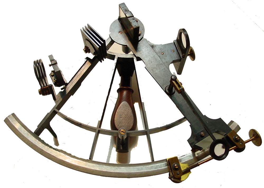 Gambey Sextant  This sextant, made by Henri-Prudence Gambey of Paris, France was used by Lynch to find the expedition’s position east of the prime meridian in Greenwich (England).  Lynch used his sextant at noon each day to find the angle of the between the sun and horizon.  With that information, he determined the party’s position east of the prime meridian (north-south) line in Greenwich, England.   Courtesy, Smithsonian Institution, National Museum of American History. Behring Center. 
