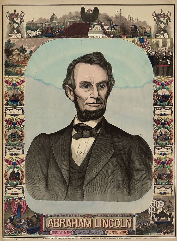 President Abraham Lincoln, hand-tinted artwork following the assassination on April 15, 1865.      Courtesy of the Library of Congress, LC-DIG-PGA-02917.   