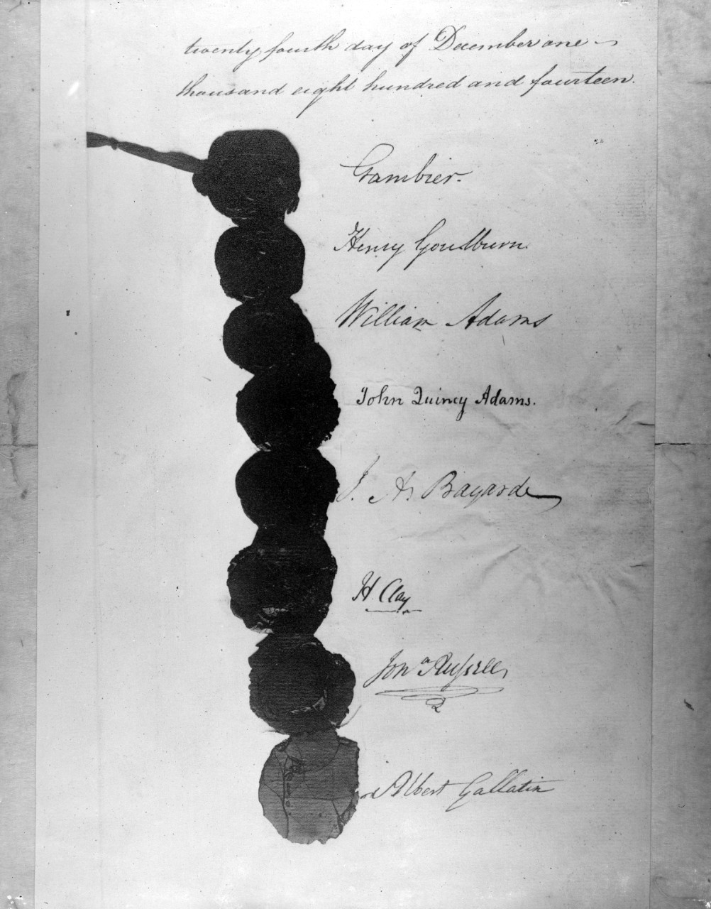 Signatures of the Treaty of Ghent.   Courtesy of the Library of Congress, LC-H25- 564.