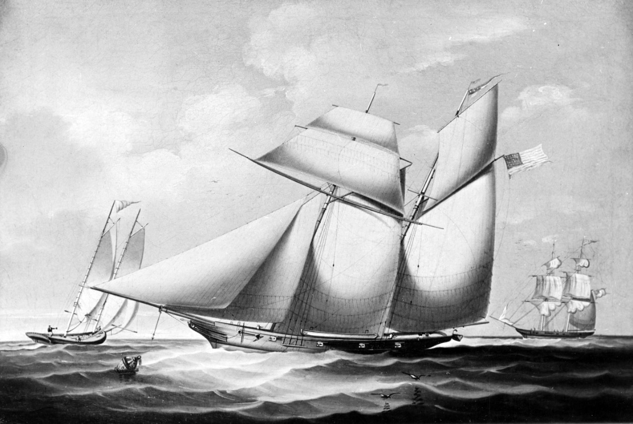 The schooner Wanderer while in service with the U.S. Navy, 1863-65.  NHHC Photograph Collection, NH 109128.