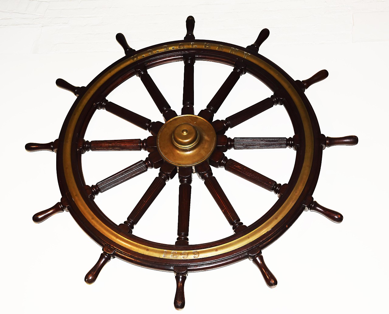 NMUSN-5143: Protected cruiser Albany’s Helm Wheel, December 2022. Wheel while on display in the Spanish American War display area. Official U.S. National Museum of the U.S. Navy Photograph. Digital only.